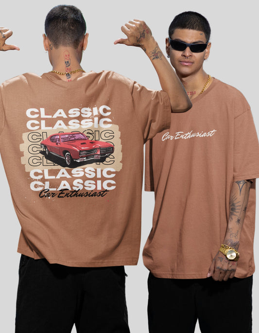 Classic Car Enthusiast Graphic Oversized T-shirt