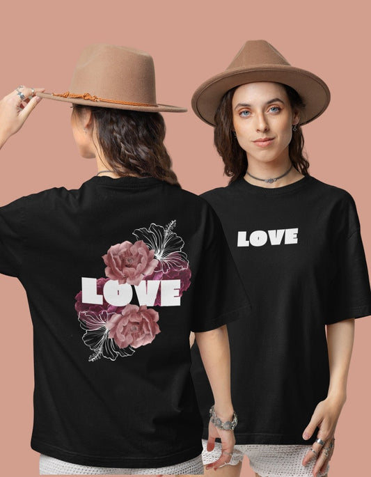 Love Flower Graphic Oversized T-shirt
