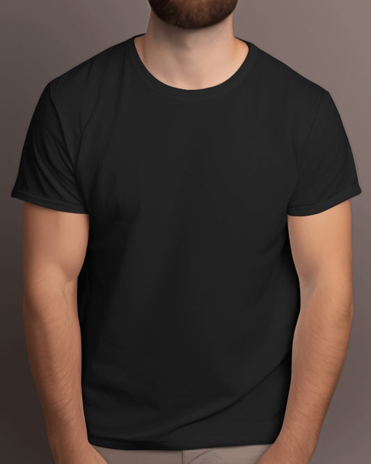 Men's Plain Black T-shirt front